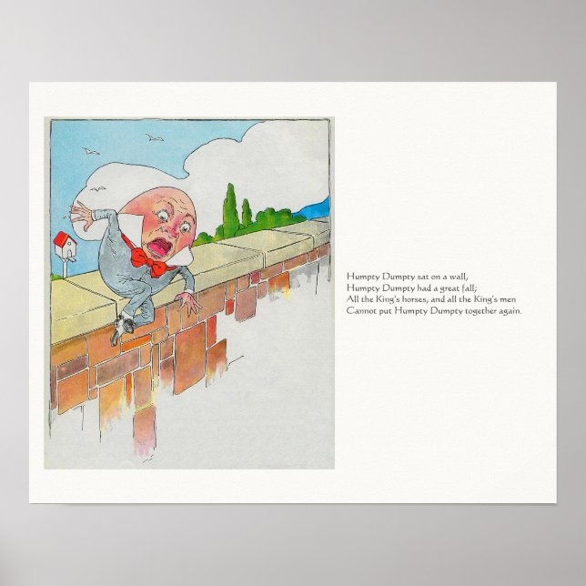 Poster Humpty Dumpty em Wall Madre Goose Nursery Rhyme (Frente)