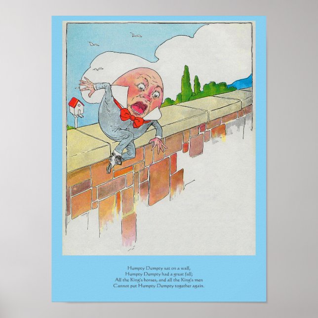Poster Humpty Dumpty em Wall Madre Goose Nursery Rhyme (Frente)