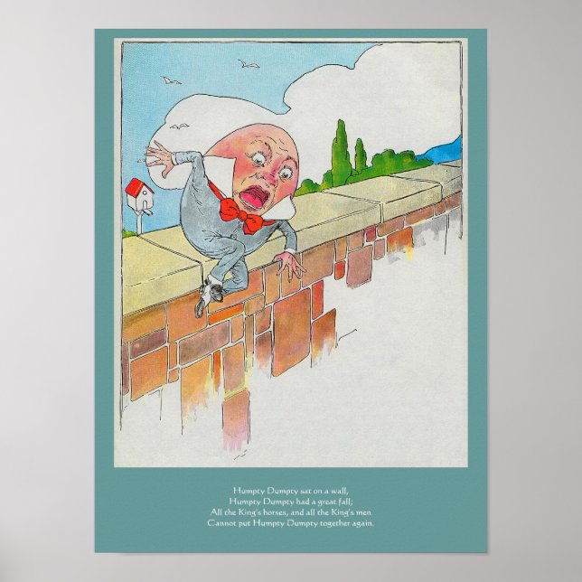 Poster Humpty Dumpty em Wall Madre Goose Nursery Rhyme (Frente)
