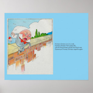 Poster Humpty Dumpty em Wall Madre Goose Nursery Rhyme