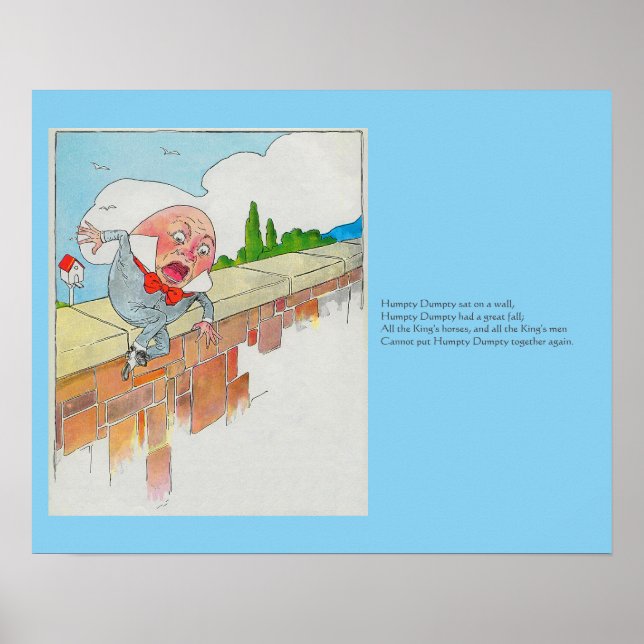 Poster Humpty Dumpty em Wall Madre Goose Nursery Rhyme (Frente)