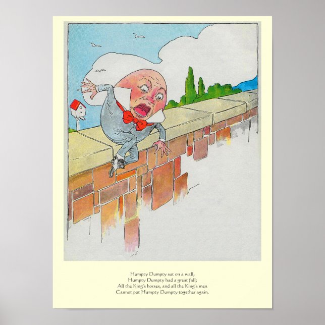 Poster Humpty Dumpty em Wall Madre Goose Nursery Rhyme (Frente)