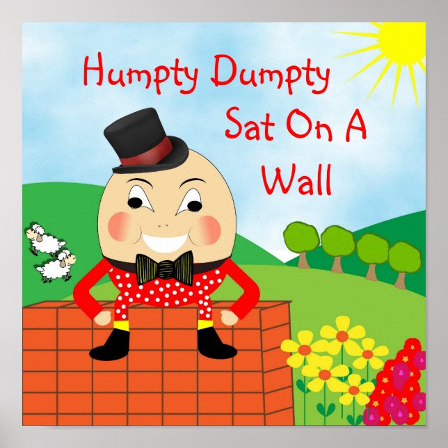 Poster Humpty Dumpty Sentado Em Uma Rima De Muro (Frente)