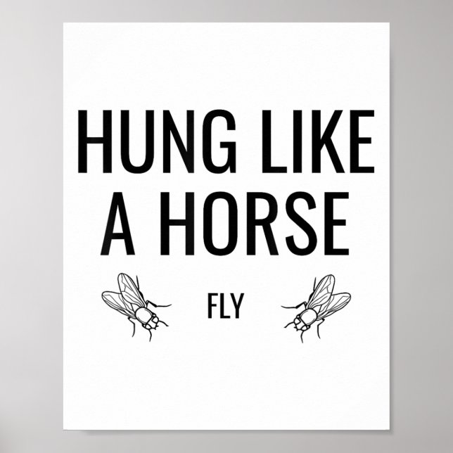 Poster Hung Like A Horse Fly - Funny Sarcastic Horsefly W (Frente)