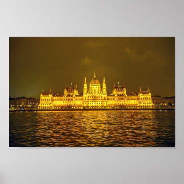 Poster Hungarian Parliament, Budapest, Hungary at Night (Frente)