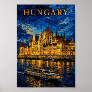 Poster Hungary: Night Glow Budapest Art Souvenir
