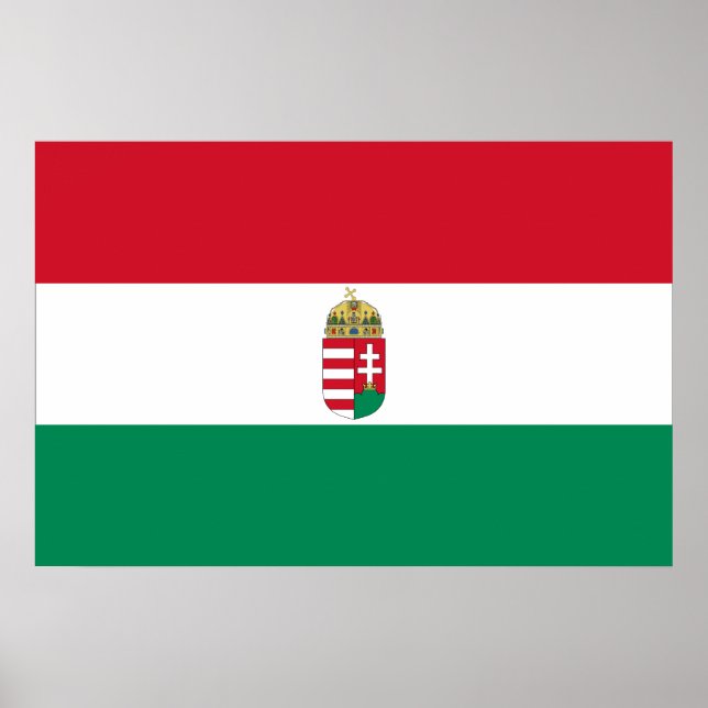 Pôster Hungria com armas, bandeira da Hungria (Frente)