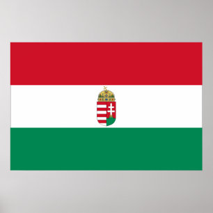 Pôster Hungria com braços, bandeira de Hungria