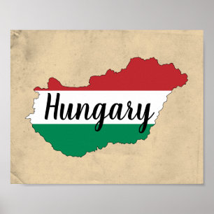 Poster Hungria Flag Silhouette