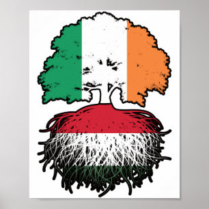 Poster Hungria Irlanda Irlanda Irlanda Árvore Bandeira