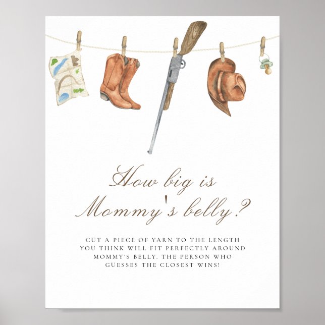 Poster Hunter baby shower How big is mommy's belly  (Frente)