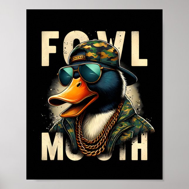 Poster Hunter Fowl Mouth Duck Caça Ganso Caça Funny Du (Frente)