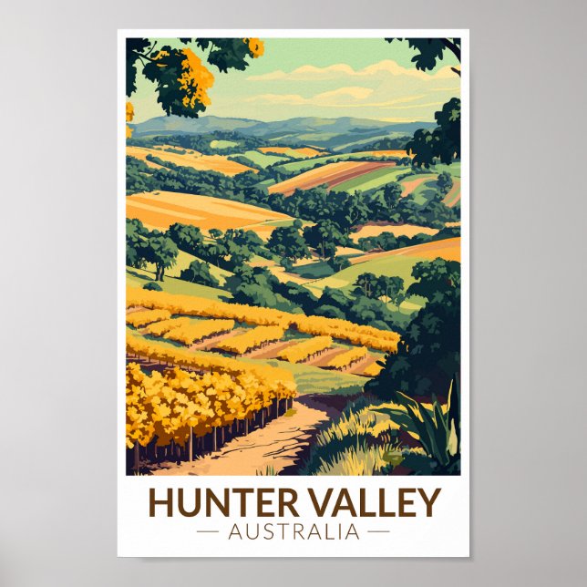 Poster Hunter Valley - Austrália - Ilustração Viagem Art (Frente)