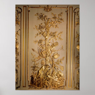 Pôster Hunting scene, wood panelling from dining