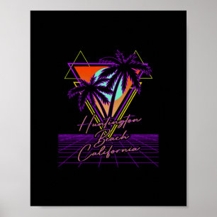 Poster Huntington Beach Califórnia Retro Vaporwave Anos 8