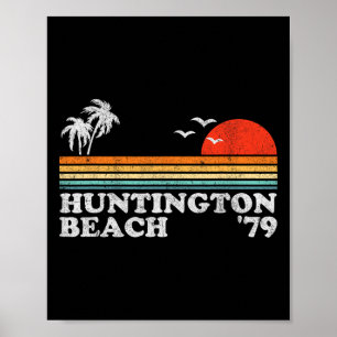 Poster Huntington Beach Califórnia Vintage Surf Retrô 