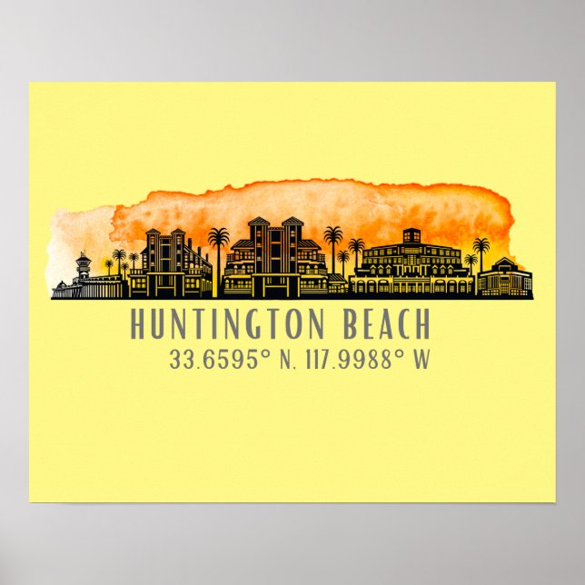 Poster Huntington Beach City Silhouette (Frente)