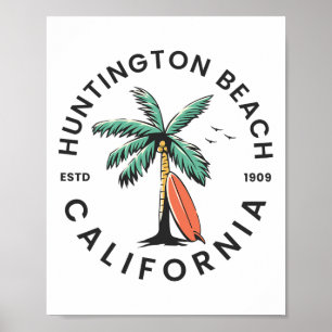 Poster Huntington Califórnia Praia Surf Verão Férias F