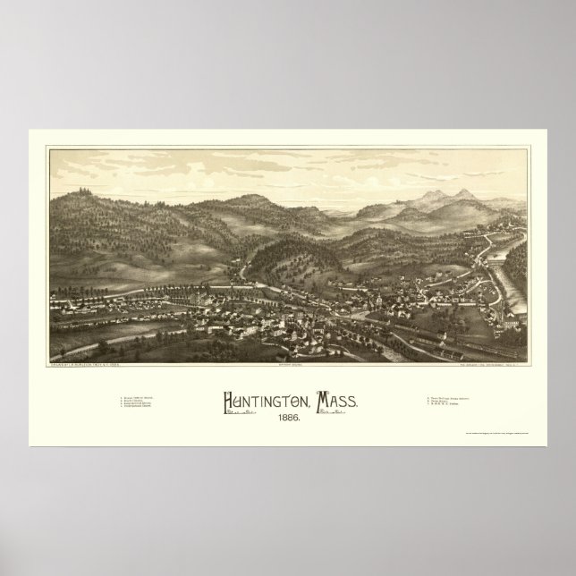 Poster Huntington, Mapa Panorâmico do MÃE - 1886 (Frente)