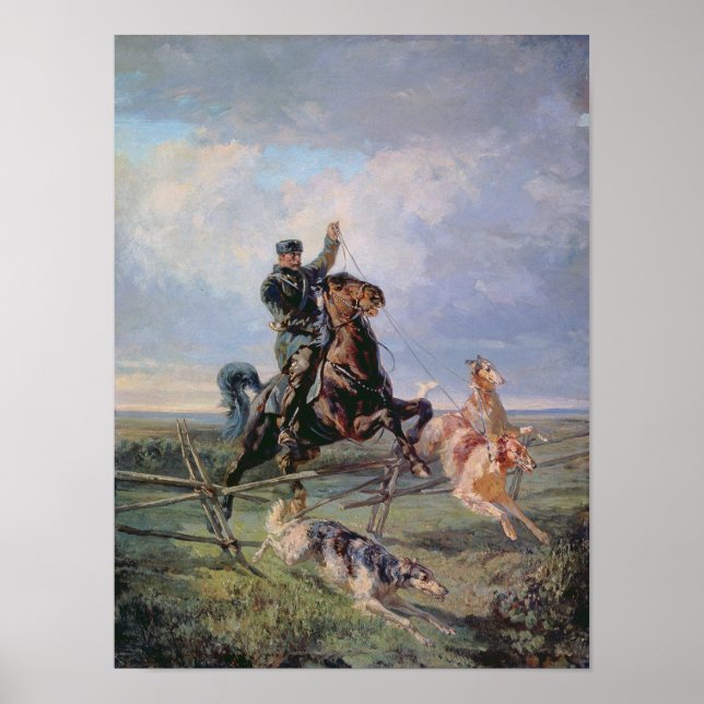 Pôster Huntsman com os Borzois, 1872 (Frente)