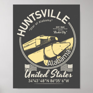 POSTER HUNTSVILLE CITY ALABAMA - ESPAÇO ROCKET