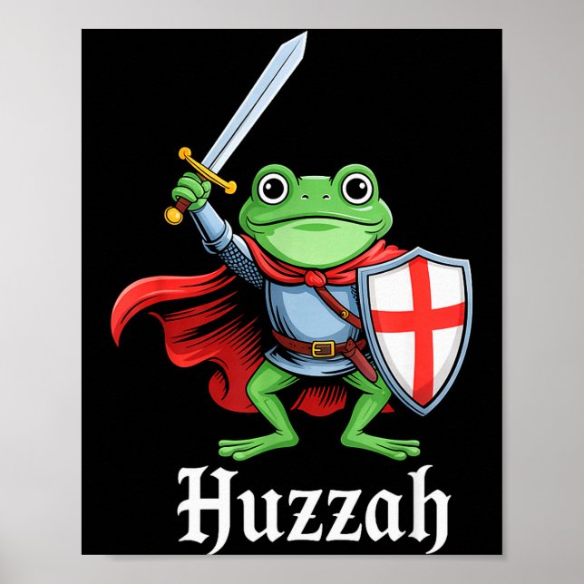 Poster Hurra Cavaleiro Sapo Espada Divertida Citação Meme (Frente)
