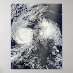 Poster Hurricane Felicia and Storm Enrique east of Haw