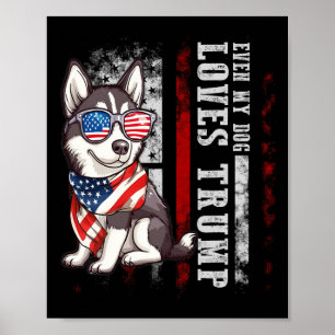 Poster Husky Siberiano Até o Meu Cachorro Ama Trump Engra