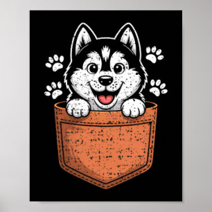 Poster Husky Siberiano no Seu Carrinho Frontal