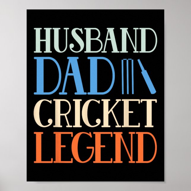 Poster Husnd Dad Cricket Legend - Funny Cricket Player Co (Frente)