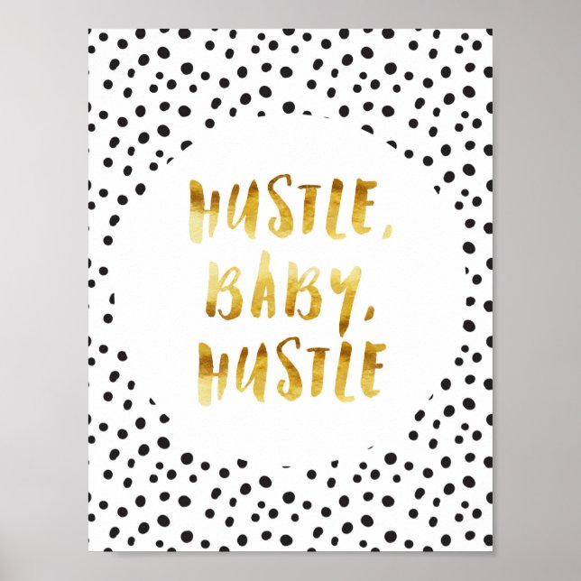 Poster Hustle, Bebê, Dourado Diário Cursivo (Frente)