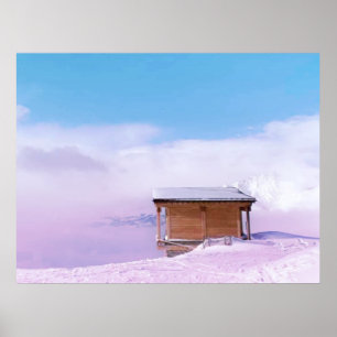 Poster Hut da Montanha da Neve Francesa