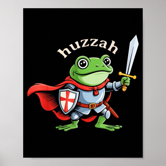 Poster Huzzah Frog Knight Funny Sword Meme Quote Medieval (Frente)