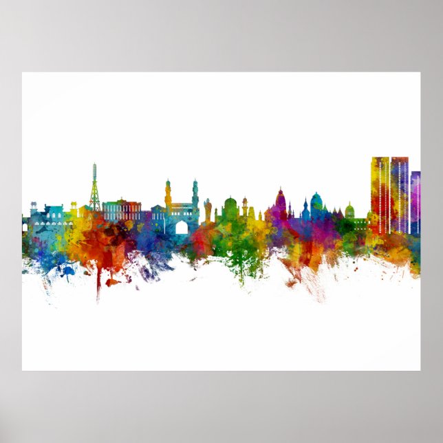Poster Hyderabad Skyline India (Frente)
