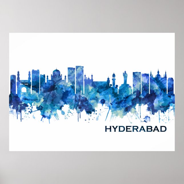 Poster Hyderabad Telangana Skyline Blue (Frente)