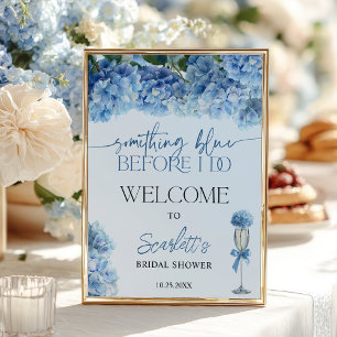Poster Hydrangea Azul Bem-vinda Festa de Noivado