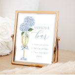 Poster Hydrangea azul, Chá de Bar Mimosa Dourado<br><div class="desc">Altere as direções e personalize usando o formulário modelo.</div>