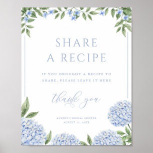 Poster Hydrangea Azul Compartilhar um Chá de Receita