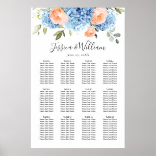 Poster Hydrangea Blue Blush Rosa 12 Mesa SENTADO GRÁFICO