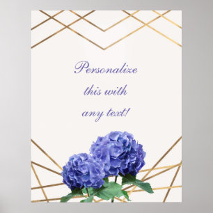 Poster Hydrangea e Dourada faixa de Casamento Floral Eleg