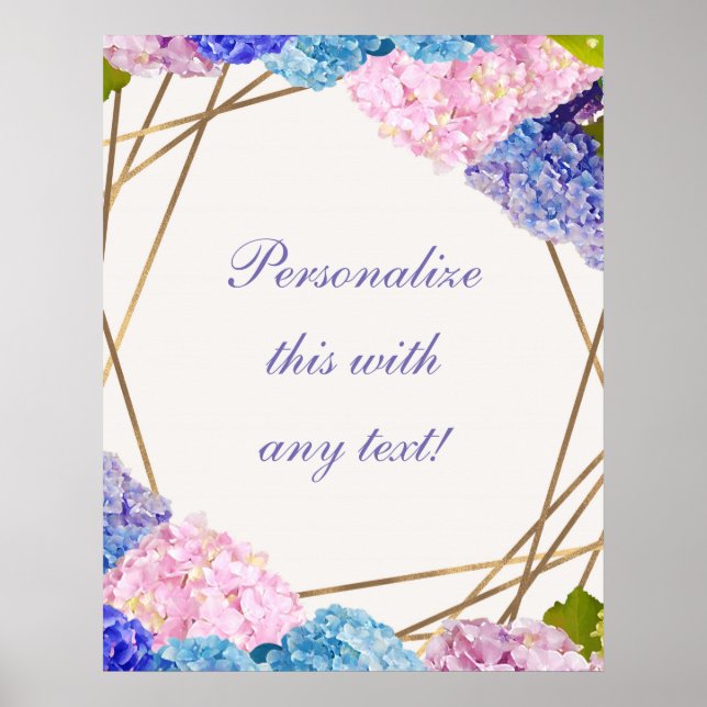 Poster Hydrangea e Dourada faixa de natação Floral Chic (Frente)