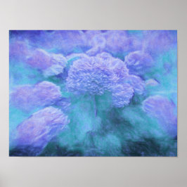 Poster Hydrangea Floral Chic Purple Teal Vintage