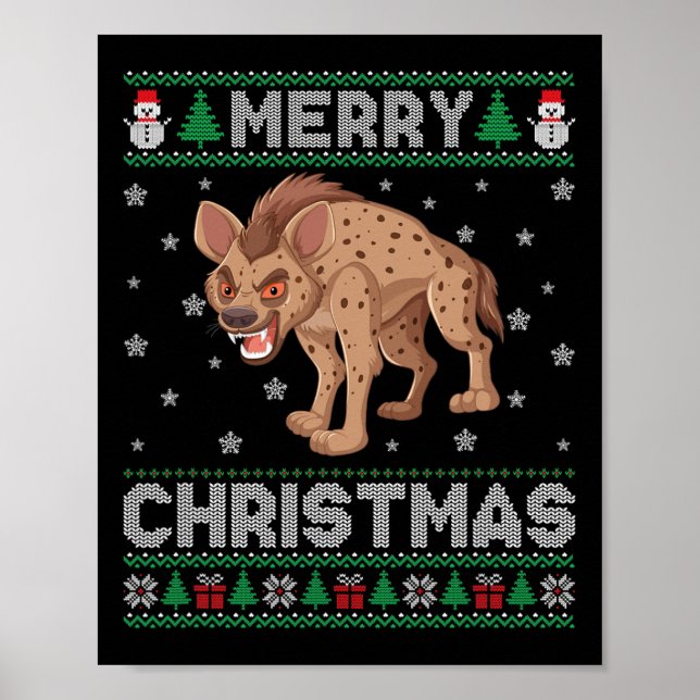 Poster Hyena Animal Men Crianças Suéter De Natal Feio (Frente)