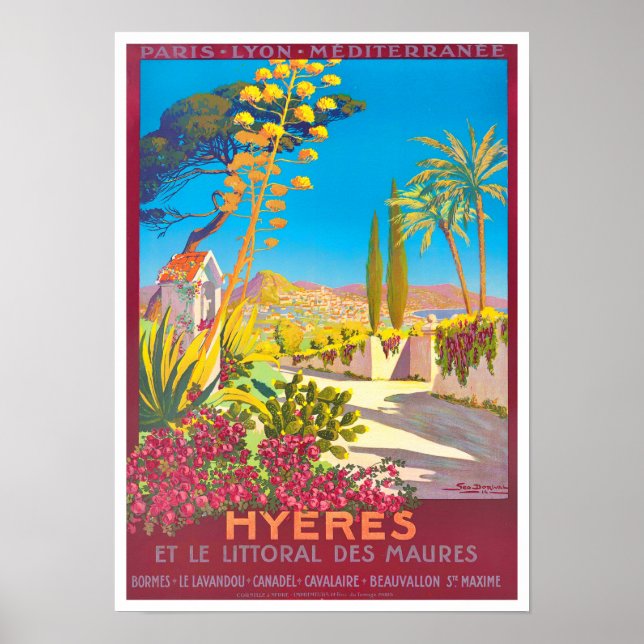 Poster Hyeres France viagens vintage (Frente)