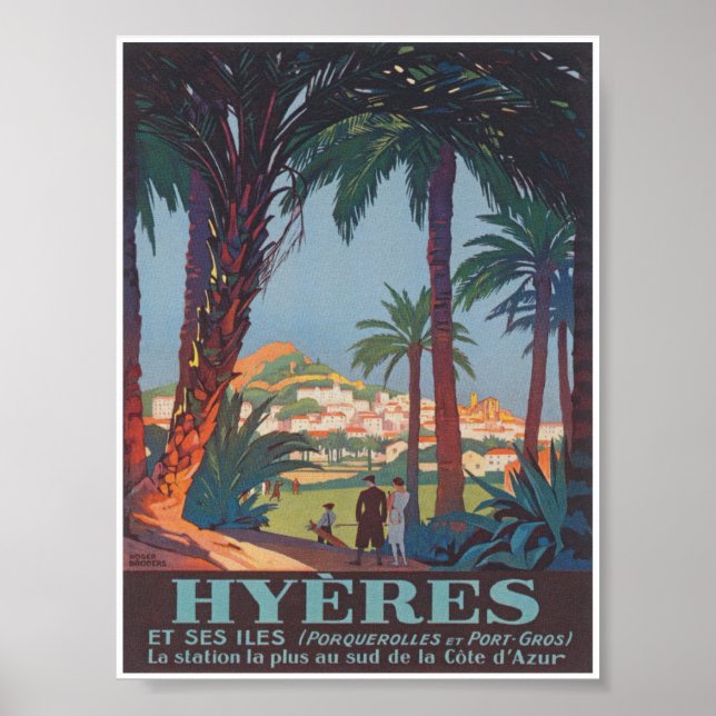 Poster Hyeres France Viagens vintage (Frente)