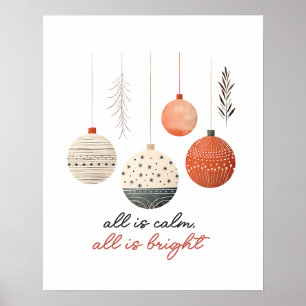 Poster Hygge Baubles Tudo está calmo Tudo está brilhante