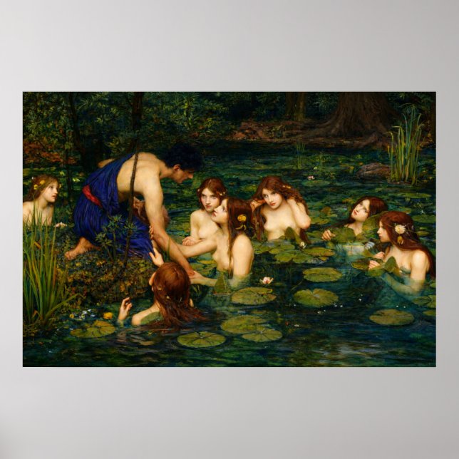 Poster Hylas and the Nymphs by John William Waterhouse (Frente)