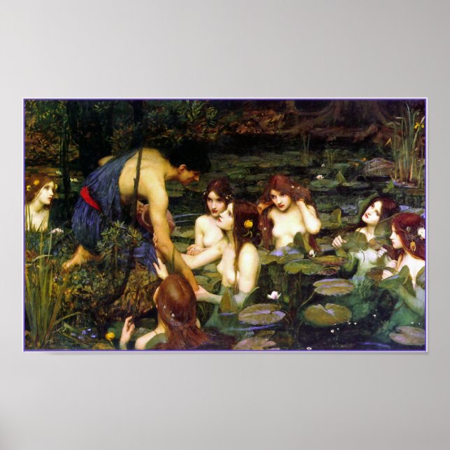 Pôster Hylas e as Ninfas por John Waterhouse (Frente)