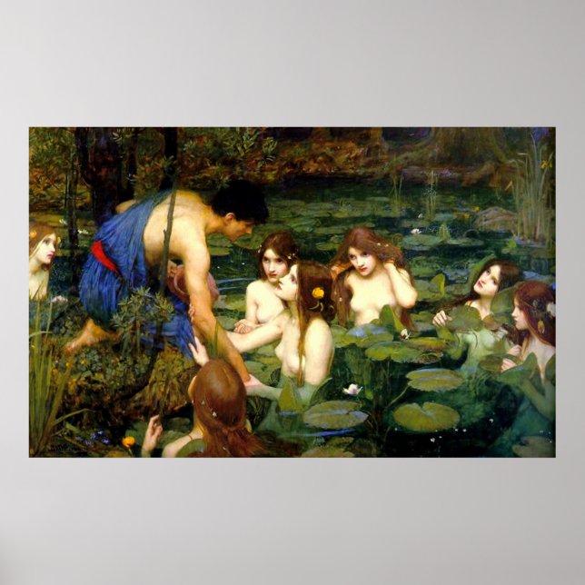 Poster Hylas e Ninfas (1896) ~ Canvas de Arte Fina (Frente)