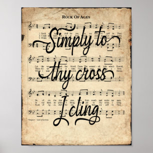 Poster Hymn da Vintage com Script Rock of Ages